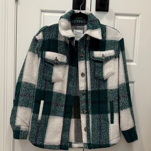 Avec Les Filles women Plaid Jacket in Green and Cream